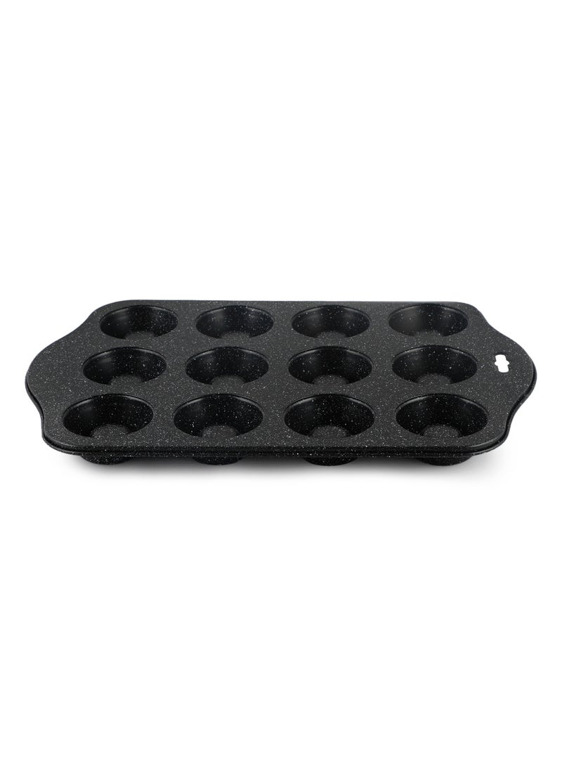 Life Smile Non-Stick Carbon Steel 12-Cup Muffin Pan with Granite Coating – Oven Safe Baking Tray - Image 1